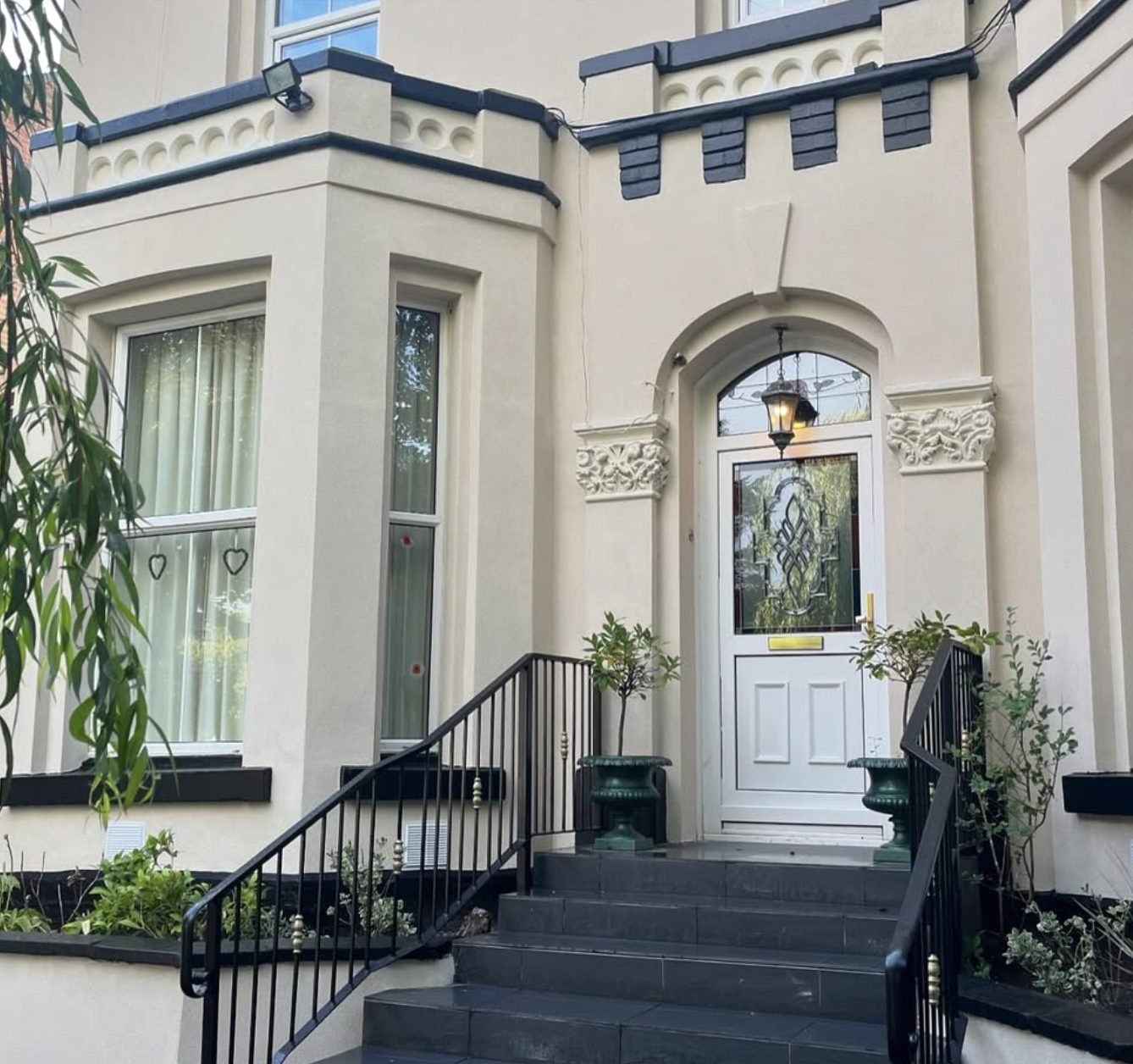 Victorian villa frontage re-rendered with the original mouldings and corbels left proud